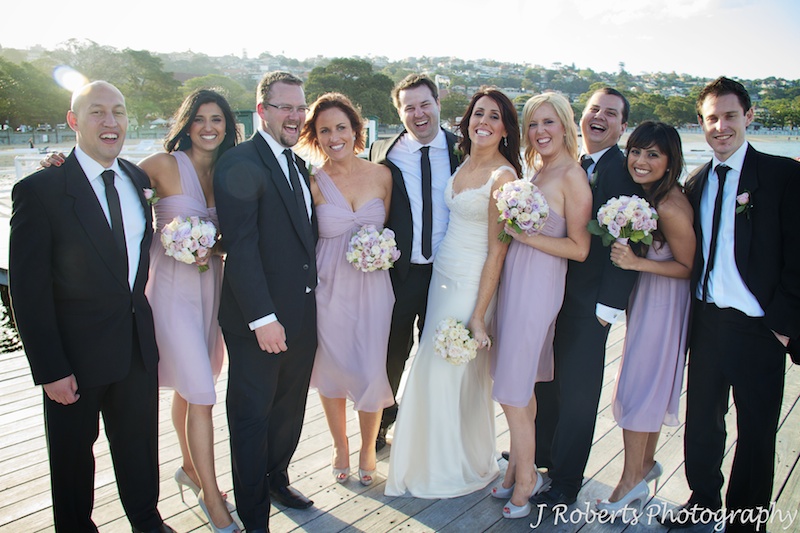 Hilarious bridal party at Balmoral Beach - wedding photography sydney